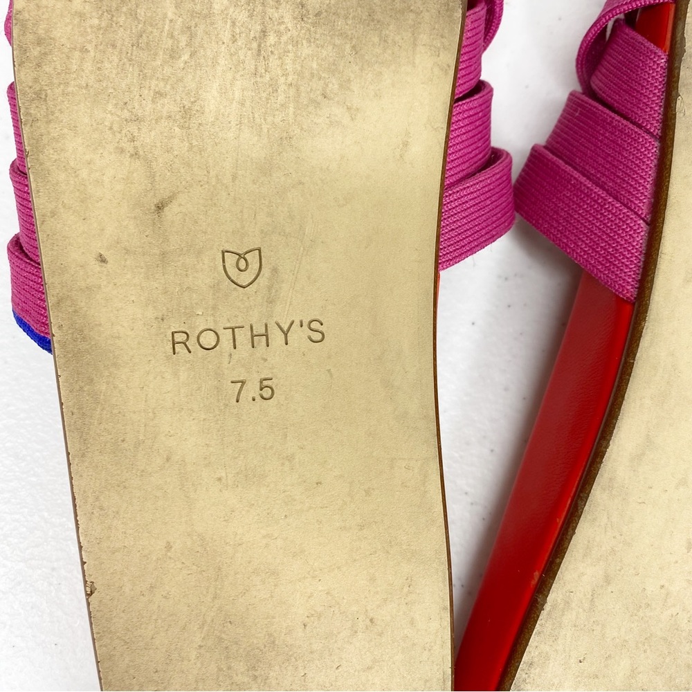❌SOLD❌ Rothy’s The Slide Criss Cross Knit Sandal in Cherry Red and Pink Size 7.5 - Picture 9 of 12